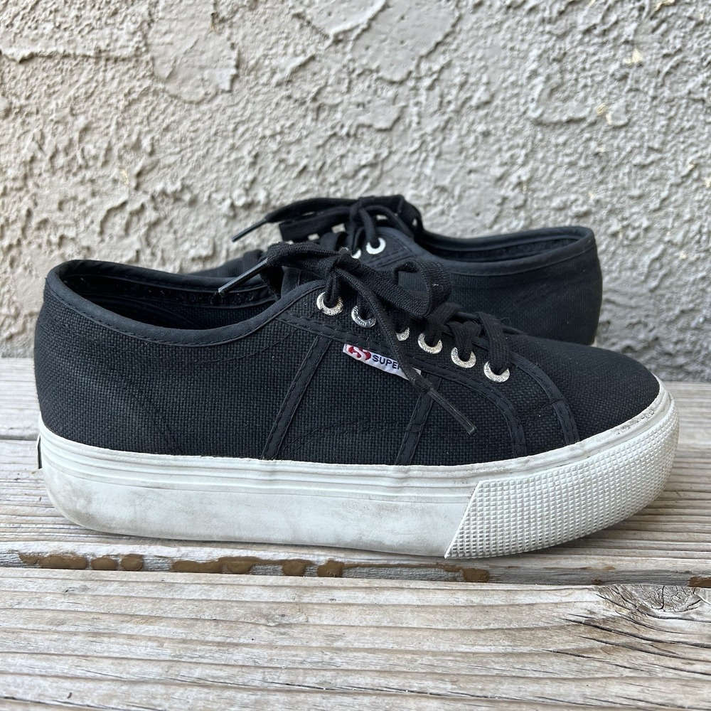 Superga Shoes Unisex Men Size 7 Women Size 8.5 2790 Low-Top Black Platform Y2K